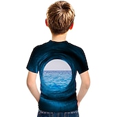 お買い得  男の子の3Dビジョンと幾何学-3Dプリント　面白いTシャツ　半袖  子供　男の子　キッズ　メンズ 3d柄　柔らかい 快適 吸汗速乾　おしゃれ　トップス　シャツ キッズファッション　個性的　プレゼント