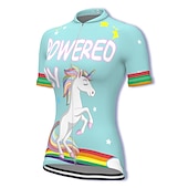 cheap Women's Jerseys-Women's Cycling Jersey Graphic Rainbow Unicorn Short Sleeve Bike Jersey Top with 3 Rear Pockets Mountain Bike MTB Road Bike Cycling Fast Dry Quick Dry Soft Reflective Strips Sports Rose Red + Black