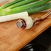 Χαμηλού Κόστους Αποσπώμενος Ψεκαστήρας-τραβήξτε έξω βρύση μίξερ νεροχύτη κουζίνας με ψεκαστήρα, 360 περιστρεφόμενες βρύσες κουζίνας με ψηλό τόξο, vintage μονή λαβή βρύση νερού δοχείου μιας τρύπας με κρύο ζεστό σωλήνα χρυσό ροζ χρυσό