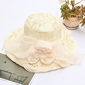 economico Cappelli per feste-berretto Copricapo Cappelli di paglia Tulle Pizzo Cappelli da pescatore Cappello di paglia Cappello da sole Informale Per eventi Coppa di Melbourne cocktail Astco reale Stile vintage Elegante Con