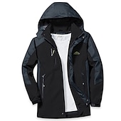 baratos Casacos Leves, Polares &amp; Caminhada-Homens Casaco com capuz Jaqueta Caminhada Softshell Quebra-Vento de Trilha Verão Ao ar livre Retalhos Prova-de-Água A Prova de Vento Secagem Rápida Leve Jaqueta Blusas Zíper Visível de Comprimento