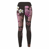 abordables polainas 3d-Mujer Pantalones de yoga Levantamiento de tope Control de barriga Alta cintura Entrenamiento de gimnasio Corriendo Aptitud física Mallas Leggings Leggings Estampado Floral Marrón Otoño Invierno