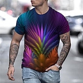ieftine Tricouri 3D-Bărbați Grafic Curcubeu Cămașă Tricou Manșon scurt Tricou Tipărire 3D Rotund Cămașă Șic Stradă Exagerat De Bază Zilnic Ieșire Negru Roșu-aprins Albastru piscină Îmbrăcăminte Mărime Plus Normal S M L