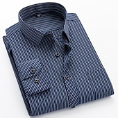 cheap Men's Non Iron Shirts-Men's Dress Shirt Non Iron Shirt Collared Shirt Button Up Shirt Striped Wedding Work A D G H Long Sleeve Collar Spring &amp;  Fall Clothing Apparel Button-Down