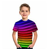 billiga Pojkens 3D Vision &amp; Geometri-Pojkar 3D Grafisk 3D T-shirt Kortärmad 3D-tryck Aktiv Barn