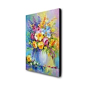 お買い得  花/植物画-ハング塗装油絵 手描きの 縦式 抽象画 花柄 / 植物の 近代の 内枠を含めます