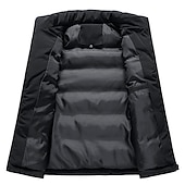 お買い得  ジレ-男性用 パファーベスト フォーマル レギュラー カジュアル 保温 高通気性 冬 秋 純色 ブルー ブラック ルビーレッド パファージャケット