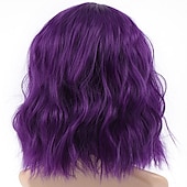 abordables Perruques de fête-perruques roses pour femmes perruque synthétique vague profonde frange soignée perruque rose courte a1 a2 a3 a4 a5 cheveux synthétiques femmes cosplay fête mode rose violet carnaval perruque