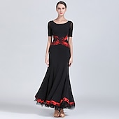 abordables Tenues de danse de salon-Danse de Salon Robe Plissé Femme Utilisation Entraînement Manche Courte Taille moyenne Fibre de Lait