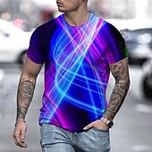 ieftine Tricouri 3D-Bărbați Grafic Curcubeu Cămașă Tricou Manșon scurt Tricou Tipărire 3D Rotund Cămașă Șic Stradă Exagerat De Bază Zilnic Ieșire Negru Roșu-aprins Albastru piscină Îmbrăcăminte Mărime Plus Normal S M L