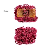 economico Clip nelle estensioni-piatto corto riccio disordinato estensione per chignon pettini per capelli elasticizzati facili clip in vassoio chignon posticci coda di cavallo - dal marrone scuro al ramato chiaro