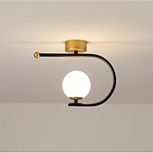 cheap Flush Mounts &amp; Semi Flush Mounts-23 cm LED Ceiling Light Porch Light Corridor Lamp Black Gold Globe Design Nordic Geometric Shapes Flush Mount Lights Metal Artistic Style Globe Painted Finishes LED 220-240V