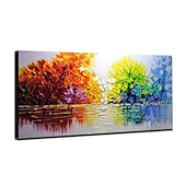 お買い得  花/植物画-ミツラ&amp;amp;amp; reg;大きなサイズの手描きの抽象的な木風景油絵キャンバス現代ポップアート壁画家の装飾（フレームなしのロールキャンバス）