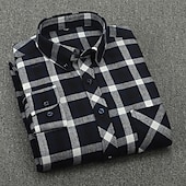 economico camicie di flanella-Per uomo Tartan Camicia Camicia elegante Camicia di flanella Sopracamicia Manica Lunga Camicia Colletto Collo ripiegato Lavoro Casuale A B C D E Bottonato Abbigliamento Affari Semplice