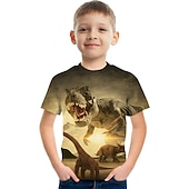 abordables Animales 3D para Niño-Niños Chico Camiseta Manga Corta Bleu Ciel Azul cielo Azul marinero Impresión 3D Dinosaurio Animal Escuela Diario Interior Básico Fresco 3-12 años / Verano
