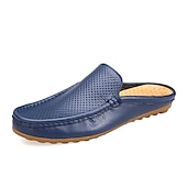levne sandály-pánské bílé perforované slip-on mokasíny – pohodlné, prodyšné volnočasové boty pro každodenní nošení
