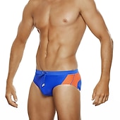 cheap Men&#039;s Swim Briefs-Men&#039;s Swimwear Swim Briefs Color Block Antibacterial Leak Proof Beach Swimming Pool Fashion Simple Lake blue Black Micro-elastic