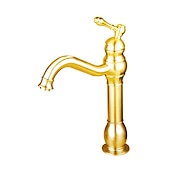 cheap Classical-Bathroom Sink Mixer Faucet Deck Mounted, 360 Swivel Washroom Basin Taps Single Handle Rose One Hole Electroplated Faucet with Hot and Cold Water Gold/Black/Brushed Gold/Brass/Rustic Nickel