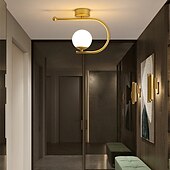 cheap Flush Mounts &amp; Semi Flush Mounts-23 cm LED Ceiling Light Porch Light Corridor Lamp Black Gold Globe Design Nordic Geometric Shapes Flush Mount Lights Metal Artistic Style Globe Painted Finishes LED 220-240V
