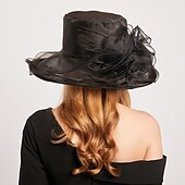 economico Cappelli per feste-Copricapo Organza Miscela polyester / cotone Cappelli da pescatore Informale Per eventi Coppa di Melbourne cocktail Astco reale Di pizzo Con Con balze strutturate Floreale Copricapo Copricapo