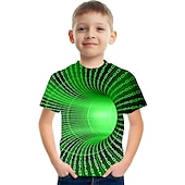 cheap Boy&#039;s 3D Vision &amp; Geometry-Boys 3D Graphic Color Block Optical Illusion T shirt Tee Short Sleeve 3D Print Summer Sports Streetwear Basic Kids 3-12 Years