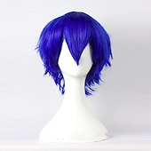economico Parrucche da festa-parrucche sintetiche corte per donna bianco viola blu biondo giallo nero rosso parrucca cosplay femminile parrucca carnevalesca in fibra ad alta temperatura