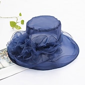 economico Cappelli per feste-Copricapo Organza Miscela polyester / cotone Cappelli da pescatore Informale Per eventi Coppa di Melbourne cocktail Astco reale Di pizzo Con Con balze strutturate Floreale Copricapo Copricapo