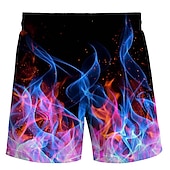 abordables Impression Géométrique-Homme Flamme Caleçons de Bain Surf Boardshort short de bain Taille médiale Hawaïen Bohème Extérieur Vacances Sortie Poche Cordon Taille elastique Designer Vêtement Tenue