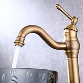cheap Classical-Bathroom Sink Mixer Faucet Deck Mounted, 360 Swivel Washroom Basin Taps Single Handle Rose One Hole Electroplated Faucet with Hot and Cold Water Gold/Black/Brushed Gold/Brass/Rustic Nickel