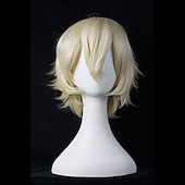 economico Parrucche da festa-parrucche sintetiche corte per donna bianco viola blu biondo giallo nero rosso parrucca cosplay femminile parrucca carnevalesca in fibra ad alta temperatura