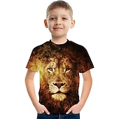 abordables Animales 3D para Niño-Niños Chico Camiseta Manga Corta Bleu Ciel Azul cielo Azul marinero Impresión 3D Dinosaurio Animal Escuela Diario Interior Básico Fresco 3-12 años / Verano