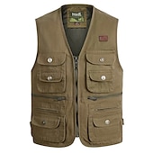 abordables ropa exterior activa para hombres-Hombre Chaleco de caza Al aire libre Listo para vestir Transpirable Cómodo Primavera Verano Un Color Algodón Ejército amarillo Color Caquí Blanco Marfil