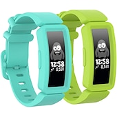 お買い得  Fitbitウォッチバンド-2パック 時計バンド のために Fitbit Ace 2 シリコーン 置換 ストラップ ケース付き ソフト 高通気性 スポーツバンド リストバンド