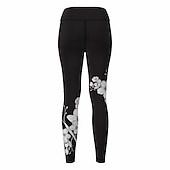 billiga 3d leggings-Dam Yogabyxor Rumplyft Magkontroll Hög midja Gymträning Löpning Kondition Trikåer Damasker Blomtryck Svart Höst Vinter sporter Sportkläder Hög Elasisitet