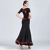 abordables Tenues de danse de salon-Danse de Salon Robe Plissé Femme Utilisation Entraînement Manche Courte Taille moyenne Fibre de Lait