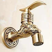 cheap Wall Mount-Outdoor Faucet,Wall Mount Antique Brass Faucet,Garden Outdoor Decorative Hose 1/2 inch Connection Spigot Carving Desigh with Cold Water Only