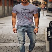 baratos Camiseta gráfica masculina-Homens Letra Camisa Social Camiseta Algodão Manga Curta Gráfico Camisa Preto / Vermelho Branco Vermelho Camiseta confortável Rua Esportes Roupas de estilistas