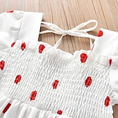 abordables Robes Décontracté-Robe Fille Enfants Petit Cachemire Imprimer Rouge Blanche Mousseline de soie Midi Manches Courtes Actif Robes Eté Standard 2-9 ans