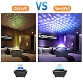 abordables Proyector de la lámpara  y proyector láser-Proyector de galaxia led, luz nocturna, ola oceánica, proyección de estrellas con altavoz de música bluetooth, control remoto, 10 colores, 21 modos de iluminación, niveles de brillo ajustables para