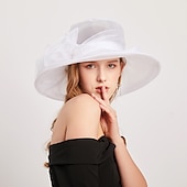 economico Cappelli per feste-Copricapo Organza Miscela polyester / cotone Cappelli da pescatore Informale Per eventi Coppa di Melbourne cocktail Astco reale Di pizzo Con Con balze strutturate Floreale Copricapo Copricapo