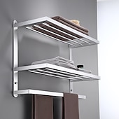 economico Portasciugamani-portasciugamani in alluminio per bagno, portasciugamani da parete a 3 strati porta asciugamani da bagno 60 cm (nero/argento/grigio canna di fucile)