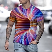 cheap 3D T shirts-Men&#039;s Graphic Optical Illusion T Shirt Tee Short Sleeve T shirt 3D Print Round Neck Shirt Exaggerated Basic Daily Green / Black Light Green Pink Clothing Apparel Normal S M L XL XXL 3XL 4XL