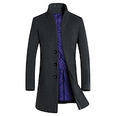 economico Trench da uomo-Per uomo Cappotto invernale Cappotto di lana Cappotto Attività commerciale Informale Autunno Lana Capispalla Abbigliamento Essenziale Tinta unita Colletto alla coreana Monopetto - 1 bottone