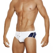 cheap Men&#039;s Swim Briefs-Men&#039;s Swimwear Swim Briefs Color Block Antibacterial Leak Proof Beach Swimming Pool Fashion Simple Lake blue Black Micro-elastic