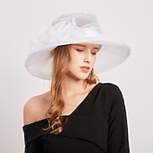 economico Cappelli per feste-Copricapo Organza Miscela polyester / cotone Cappelli da pescatore Informale Per eventi Coppa di Melbourne cocktail Astco reale Di pizzo Con Con balze strutturate Floreale Copricapo Copricapo