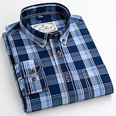 voordelige Overhemden met knopen voor heren-Voor heren Overhemd Geruit overhemd Button-down overhemd Shirt met kraag Geruit Bruiloft Werk B C D E Lange mouw Strijkijzer Lente &amp; Herfst Kleding Button-omlaag