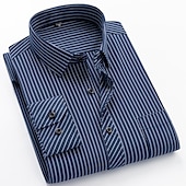 cheap Men's Non Iron Shirts-Men's Dress Shirt Non Iron Shirt Collared Shirt Button Up Shirt Striped Wedding Work A D G H Long Sleeve Collar Spring &amp;  Fall Clothing Apparel Button-Down