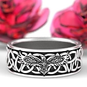 gothic jewelry, retro ring, mens and women ring, norse mythology giant wolf fenrir defend temple raven amulet jewelry boyfriend gift mens viking hip hop rock ring (6)4