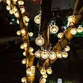 cheap Solar String Lights-Solar String Lights LED Outdoor Lights 6.5m 30 LEDs Set Mounting Bracket Warm White Wedding Party Holiday Patio Garden 3V