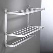 economico Portasciugamani-portasciugamani in alluminio per bagno, portasciugamani da parete a 3 strati porta asciugamani da bagno 60 cm (nero/argento/grigio canna di fucile)